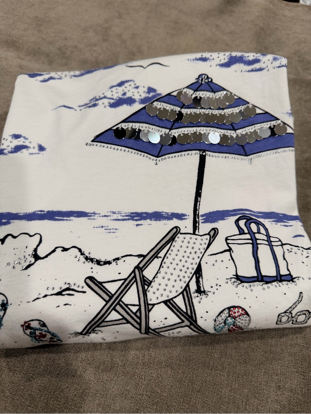 Princess Cruises Women’s L Cotton Short Sleeve Swim Cover Beach Scene…